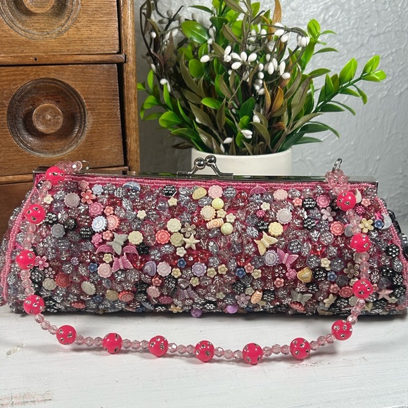 LA VIOLA Handbags - LA VIOLA Pink Clutch Kiss Lock Pink Lined Evening Prom Bag
W/ Strap NWOT